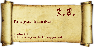 Krajcs Bianka névjegykártya